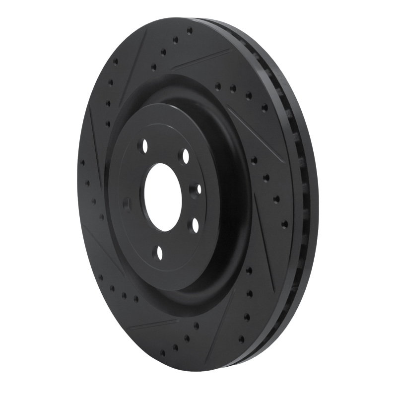 Ford Police Interceptor Sedan Brake Rotor (1) - Front Left - R1 Concepts - Drilled & Slotted - Black - `13-`19